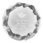 Personalised Any Message Heart Motif Diamond Design Glass Paperweight - Image 3