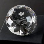 Personalised Any Message Heart Motif Diamond Glass Paperweight