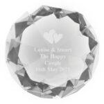 Personalised Any Message Heart Motif Diamond Glass Paperweight - Image 3