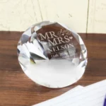 Personalised 'Mr And Mrs' Hearts Motif Diamond Design Glass Paperweight