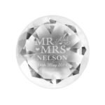 Personalised 'Mr And Mrs' Hearts Motif Diamond Glass Paperweight - Image 3