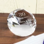 Personalised Big Numbers Diamond Design Glass Paperweight