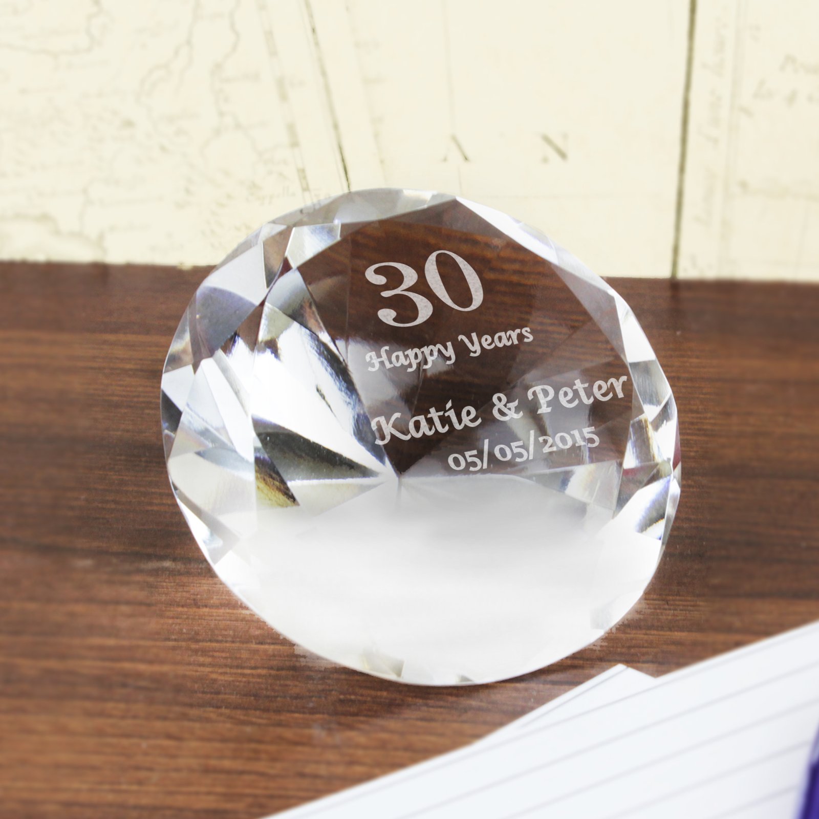 P0108A32 Personalised Big Numbers Diamond Glass Paperweight Personalised Big Numbers Diamond Glass Paperweight - Image 1