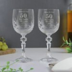 Personalised Any Message Anniversary Pair of Crystal Wine Glasses