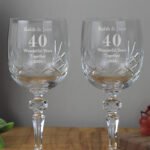 Personalised Any Message Anniversary Pair of Crystal Wine Glasses - Image 2