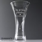 Personalised Any Message Heart Motif Large Hand Cut Diamante Heart Glass Vase - Image 3