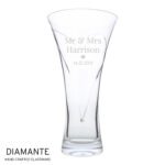 Personalised Any Message Heart Motif Large Hand Cut Diamante Heart Glass Vase - Image 4