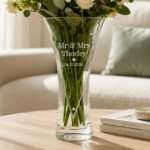 Personalised Any Message Heart Motif Large Hand Cut Diamond Effect Heart Glass Vase