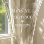 Personalised Any Message Heart Motif Large Hand Cut Diamond Effect Heart Glass Vase - Image 2
