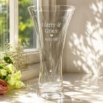 Personalised Any Message Heart Motif Large Hand Cut Diamond Effect Heart Glass Vase - Image 4