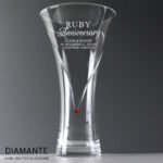 Personalised 'Ruby Anniversary' Hand Cut Diamante Heart Glass Vase - Image 2