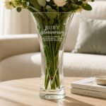 Personalised 'Ruby Anniversary' Large Hand Cut Diamond Effect Heart Glass Vase