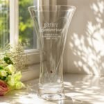 Personalised 'Ruby Anniversary' Large Hand Cut Diamond Effect Heart Glass Vase - Image 4