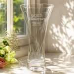 Personalised 'Gold Anniversary' Large Hand Cut Diamond Effect Heart Glass Vase - Image 4