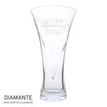 Personalised 'Silver Anniversary' Large Hand Cut Diamante Heart Glass Vase - Image 3