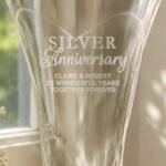 Personalised 'Silver Anniversary' Large Hand Cut Diamond Effect Heart Glass Vase - Image 2