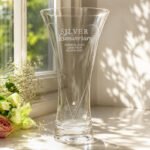 Personalised 'Silver Anniversary' Large Hand Cut Diamond Effect Heart Glass Vase - Image 4