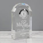 Personalised 'Mr & Mrs' Crystal Mantel Clock