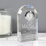 Personalised 'Mr & Mrs' Crystal Mantel Clock - Image 2