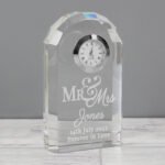 Personalised 'Mr & Mrs' Crystal Mantel Clock - Image 3