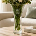 Personalised Special Year Large Hand Cut Diamond Effect Heart Glass Vase