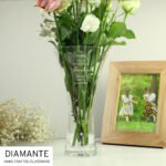 Personalised Any Message Botanical Design Hand Cut Diamante Heart Glass Vase - Image 10