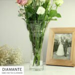 Personalised Any Message Botanical Design Hand Cut Diamante Heart Glass Vase - Image 3