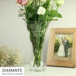 Personalised Any Message Botanical Design Hand Cut Diamante Heart Glass Vase - Image 7