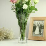 Personalised Botanical Design Large Hand Cut Diamond Effect Heart Glass Vase - Image 3