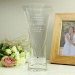 Personalised Botanical Design Large Hand Cut Diamond Effect Heart Glass Vase - Image 4
