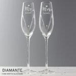 Personalised Hand Cut 'Mr & Mrs' Heart Motif Pair of Glass Champagne Flutes + Gift Box - Image 6