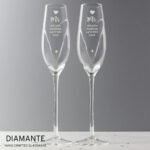 Personalised Hand Cut Heart Celebration Pair of Glass Champagne Flutes + Gift Box - Image 4