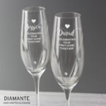 Personalised Hand Cut Heart Celebration Pair of Glass Champagne Flutes + Gift Box - Image 5