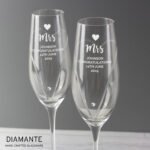 Personalised Hand Cut Heart Celebration Pair of Glass Champagne Flutes + Gift Box - Image 7