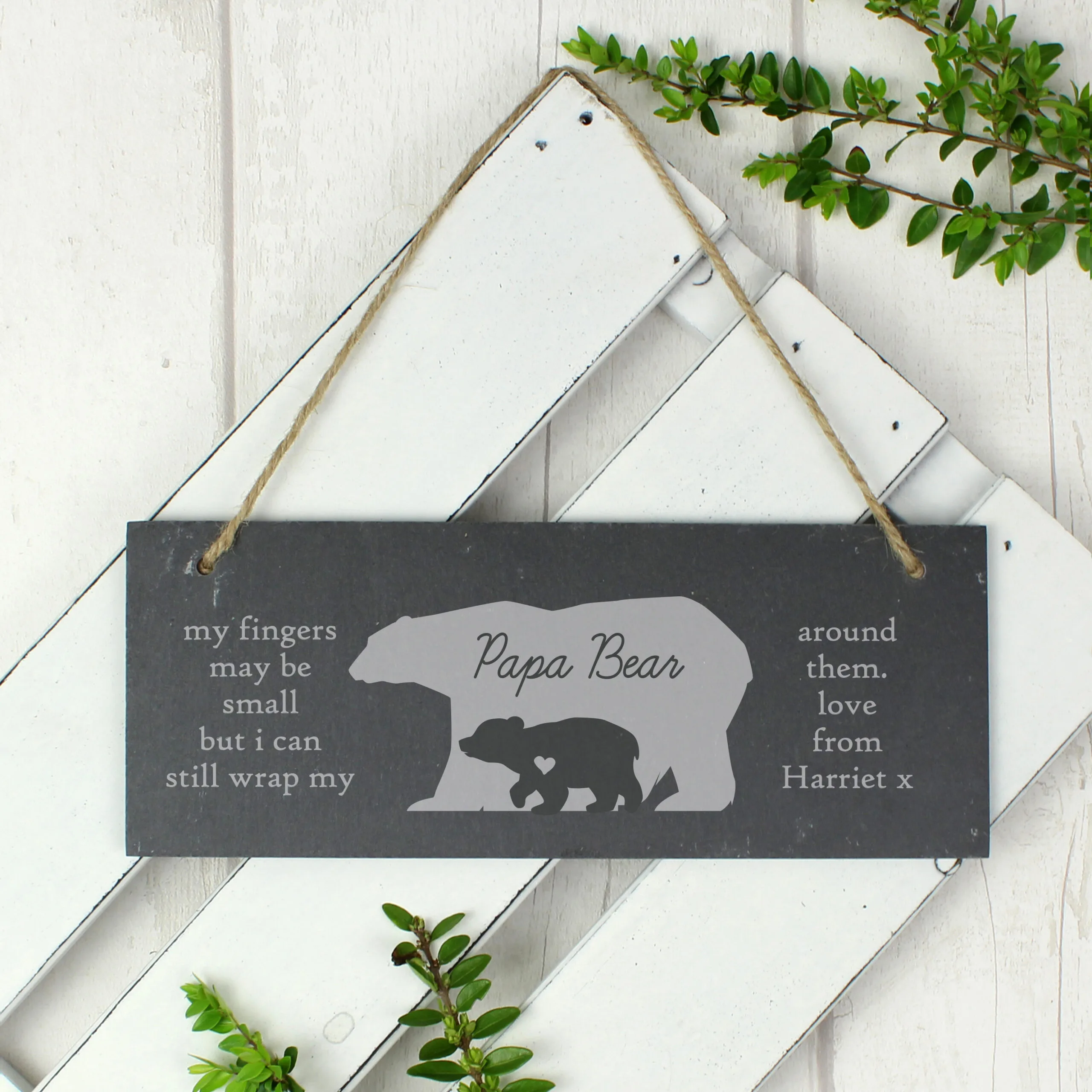 Personalised 'My Fingers May Be Small...' Bears Hanging Slate Plaque - Image 2