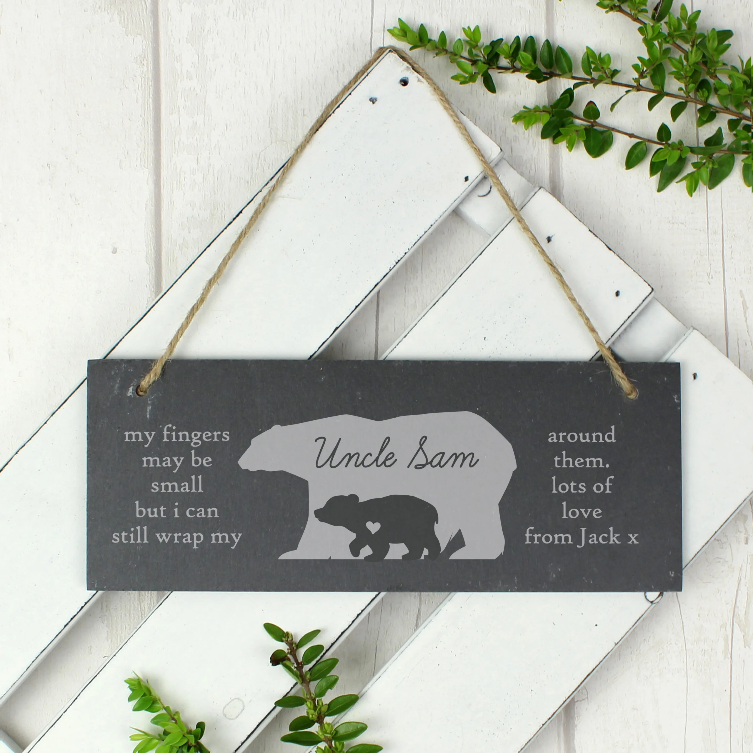 Personalised 'My Fingers May Be Small...' Bears Hanging Slate Plaque - Image 3