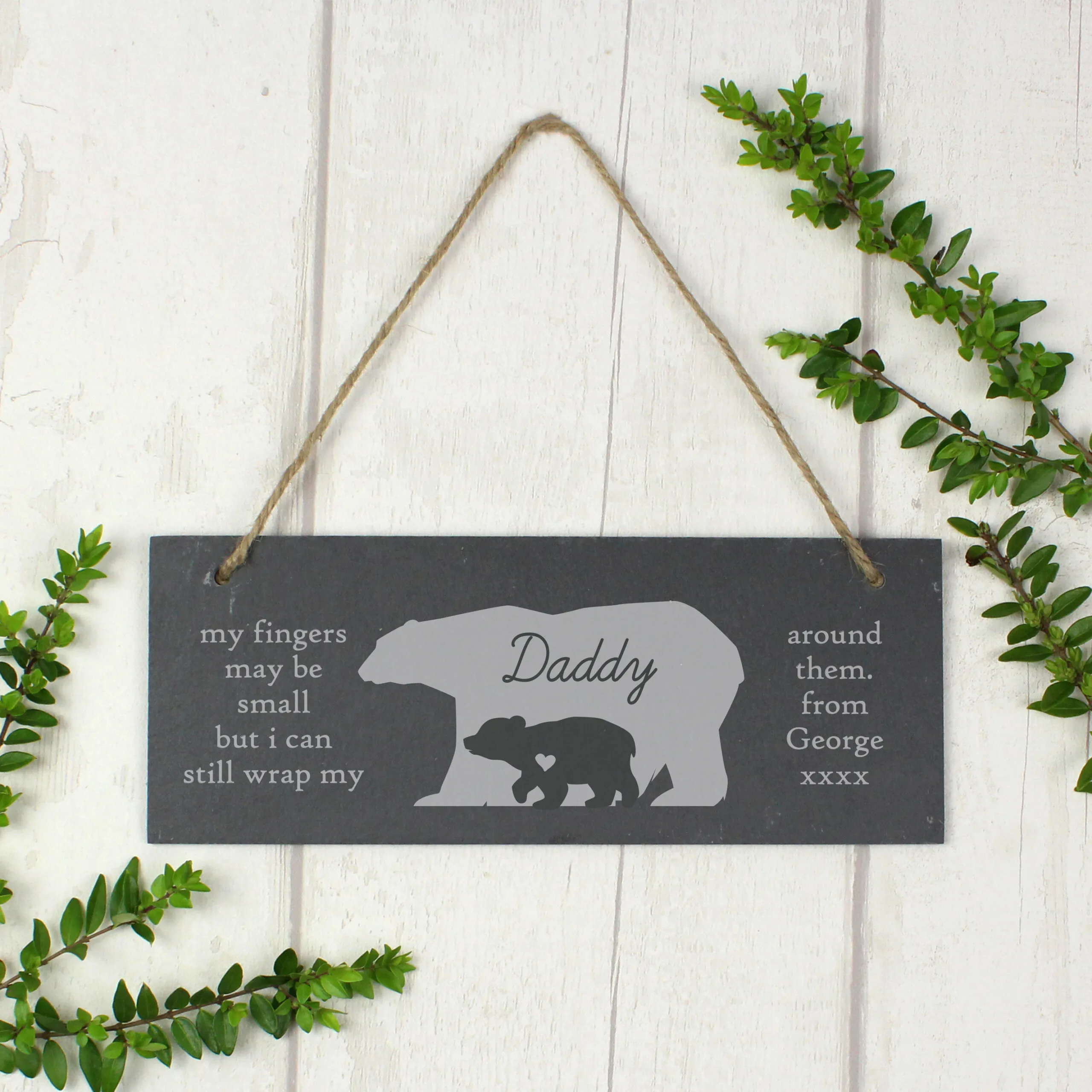 Personalised 'My Fingers May Be Small...' Bears Hanging Slate Plaque - Image 4