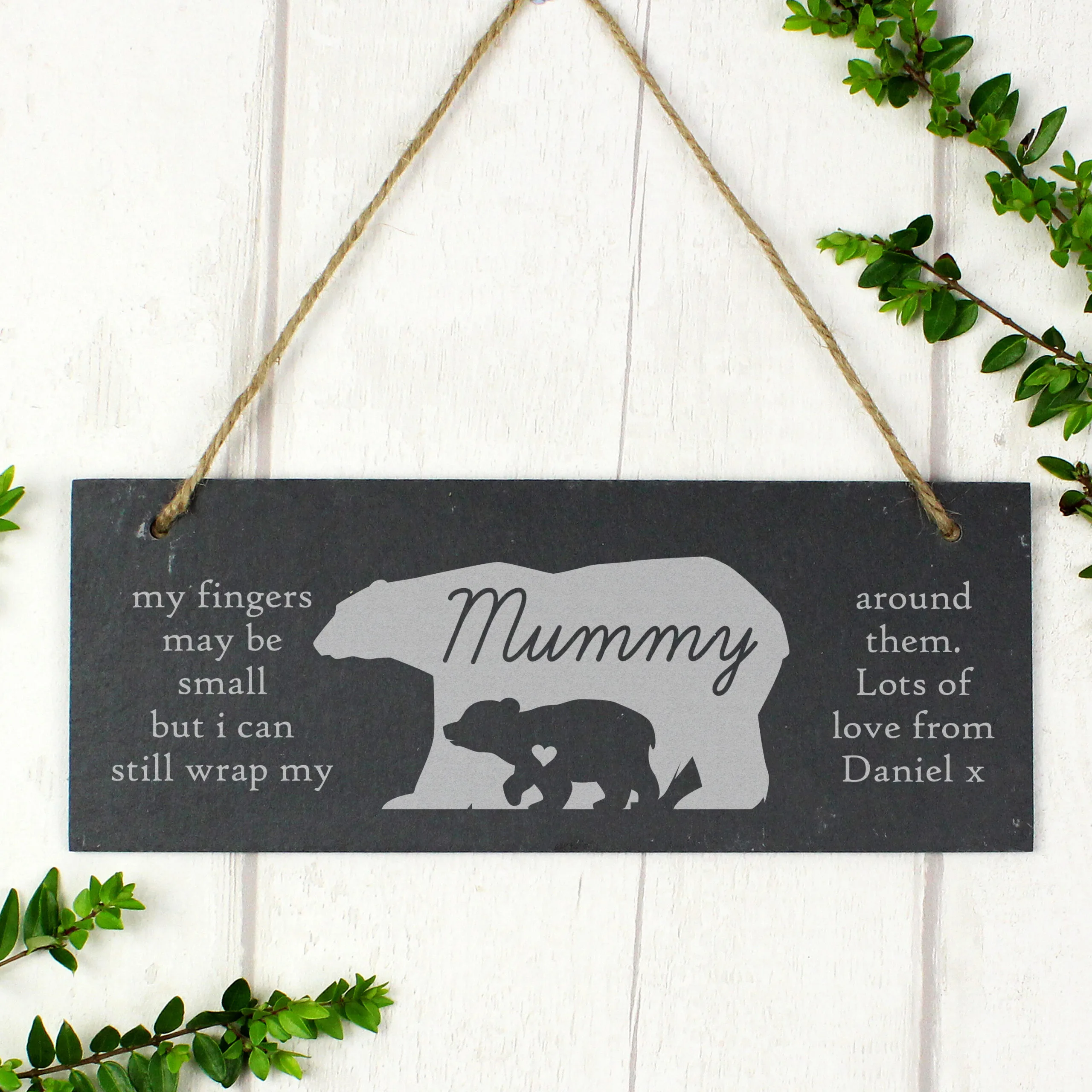 Personalised 'My Fingers May Be Small...' Bears Hanging Slate Plaque - Image 6