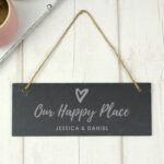 Personalised 'Our Happy Place' Hanging Slate Plaque - Image 2
