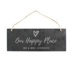 Personalised 'Our Happy Place' Hanging Slate Plaque - Image 3