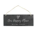 Personalised 'Our Happy Place' Hanging Slate Plaque - Image 3