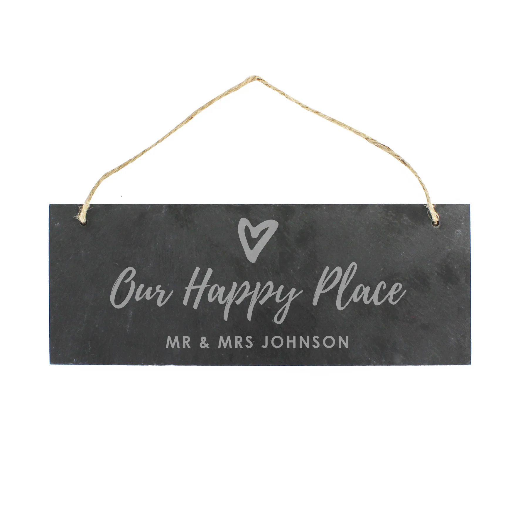 Personalised 'Our Happy Place' Hanging Slate Plaque - Image 3