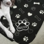 Personalised Dog Paw Print & Hearts Design Fleece Blanket - Image 2