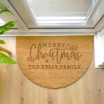 Personalised 'Merry Christmas' Half Moon Coir Indoor Doormat - Image 3