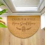 Personalised 'Home Sweet Home' Half Moon Coir Indoor Doormat