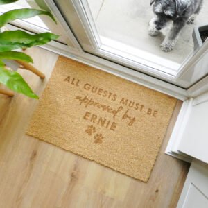 P011017 Personalised 'All Guests Must Be Approved By' Pet Rectangle Coir Indoor Doormat 2
