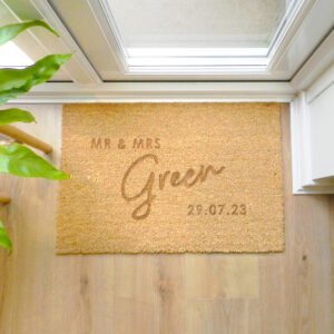 P011018 Personalised Any Message Couples Rectangle Coir Indoor Doormat