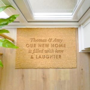 P011020 Personalised Any Message Rectangle Coir Indoor Doormat