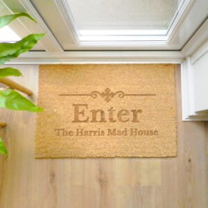 P011022 Personalised Ornate Design Rectangle Coir Indoor Doormat