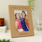 Personalised Any Message 5x7 Portrait Oak Finish Photo Frame